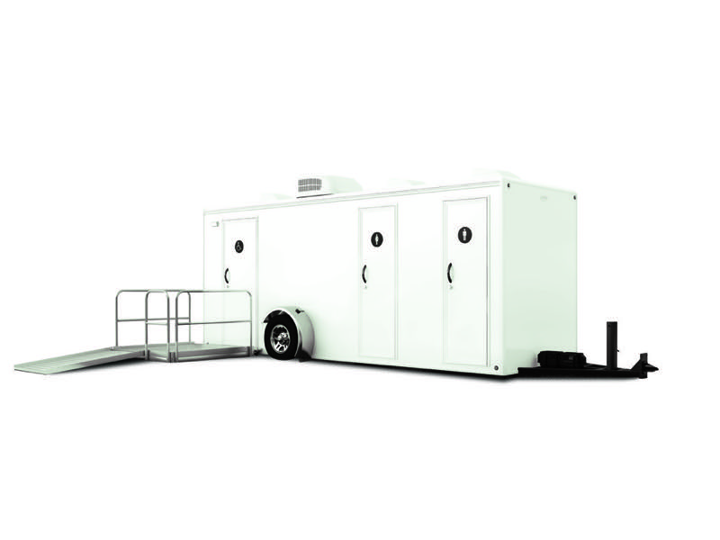 3-Stall ADA Restroom Trailer with wheelchair ramp